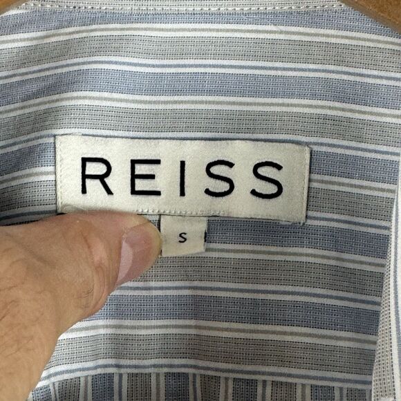 Reiss Long Sleeve Button Up Shirt Light Blue Striped Size Small Dress Preppy - Picture 3 of 6
